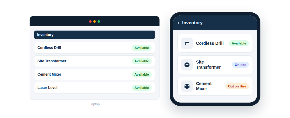 Screenshot — the responsive layout shown side by side on mobile and desktop.