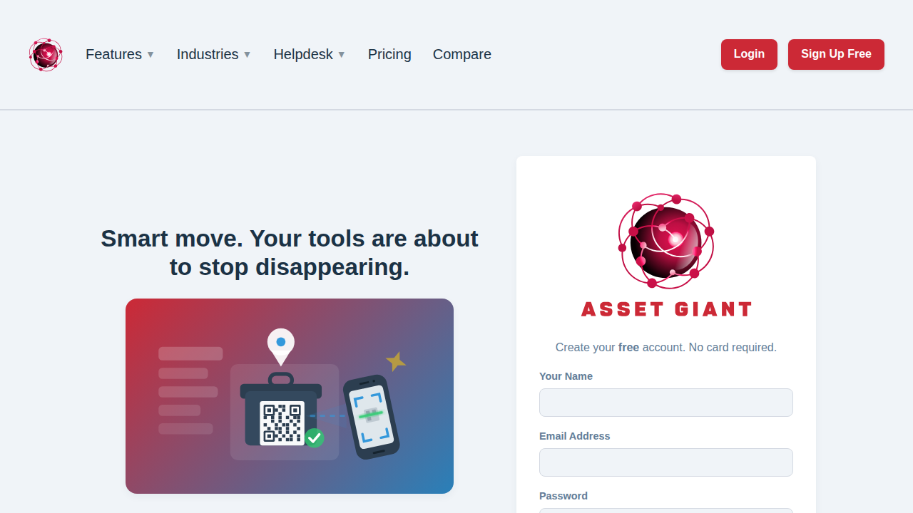 Screenshot — the free sign-up page.