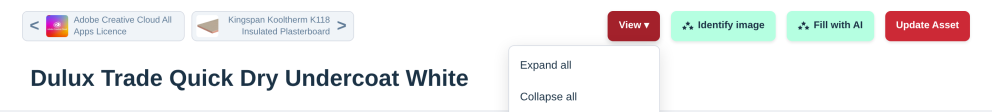 The View menu open, showing Expand all, Collapse all, Customise view and Reset to default layout.