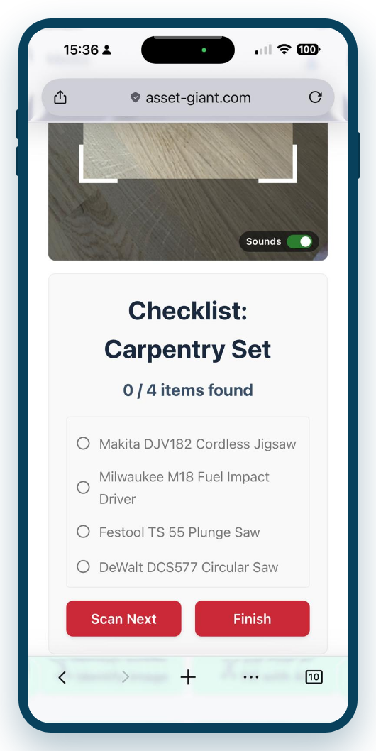 Working through a checklist on a phone.