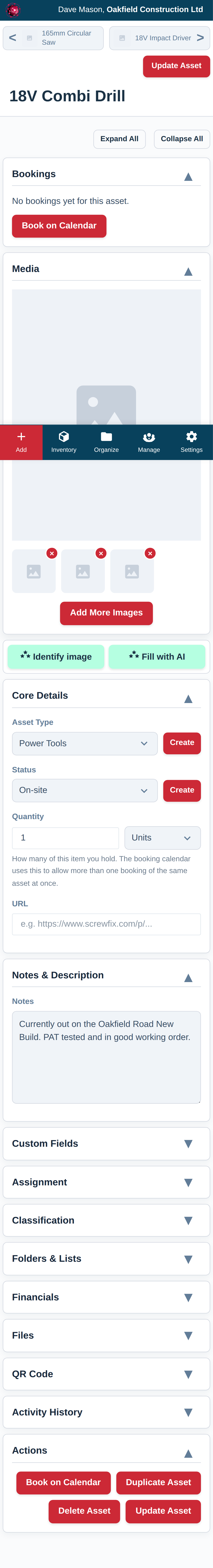An animation or before/after screenshot showing a user tapping on a collapsed 'Financials' card title, and the card body expanding below it.