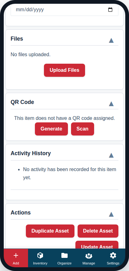 The Files card on a phone.