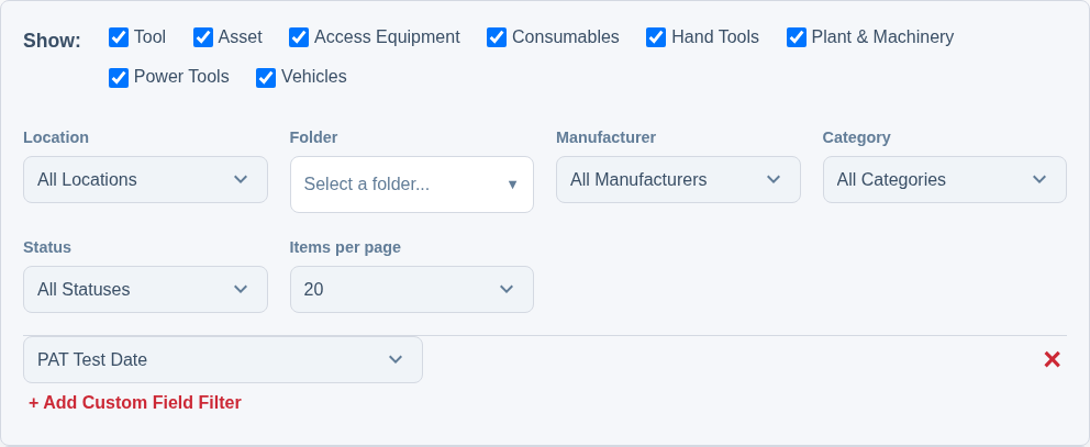 A screenshot of the Custom Field Filter builder showing one rule being built.