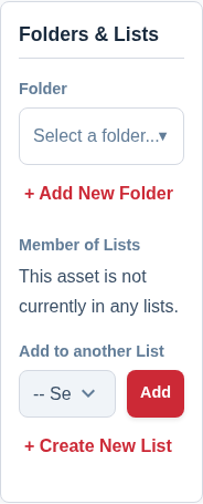 A screenshot of the Folders & Lists card.