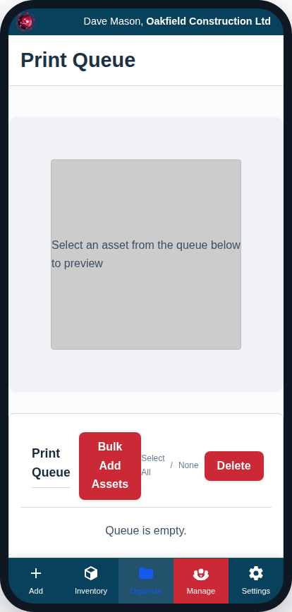 The Print Queue on a phone.