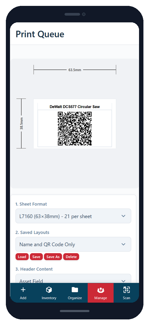 The Print Queue on a phone.