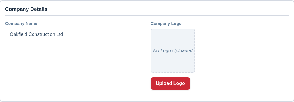 A screenshot of the Company Profile settings page.
