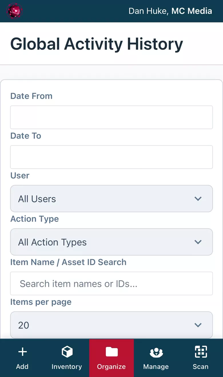Activity history log listing dated changes with the user who made them